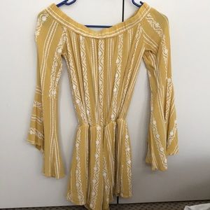 Yellow off the shoulder romper